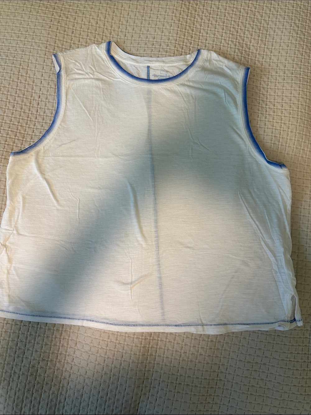 Vineyard Vines White Tank with Blue Trim